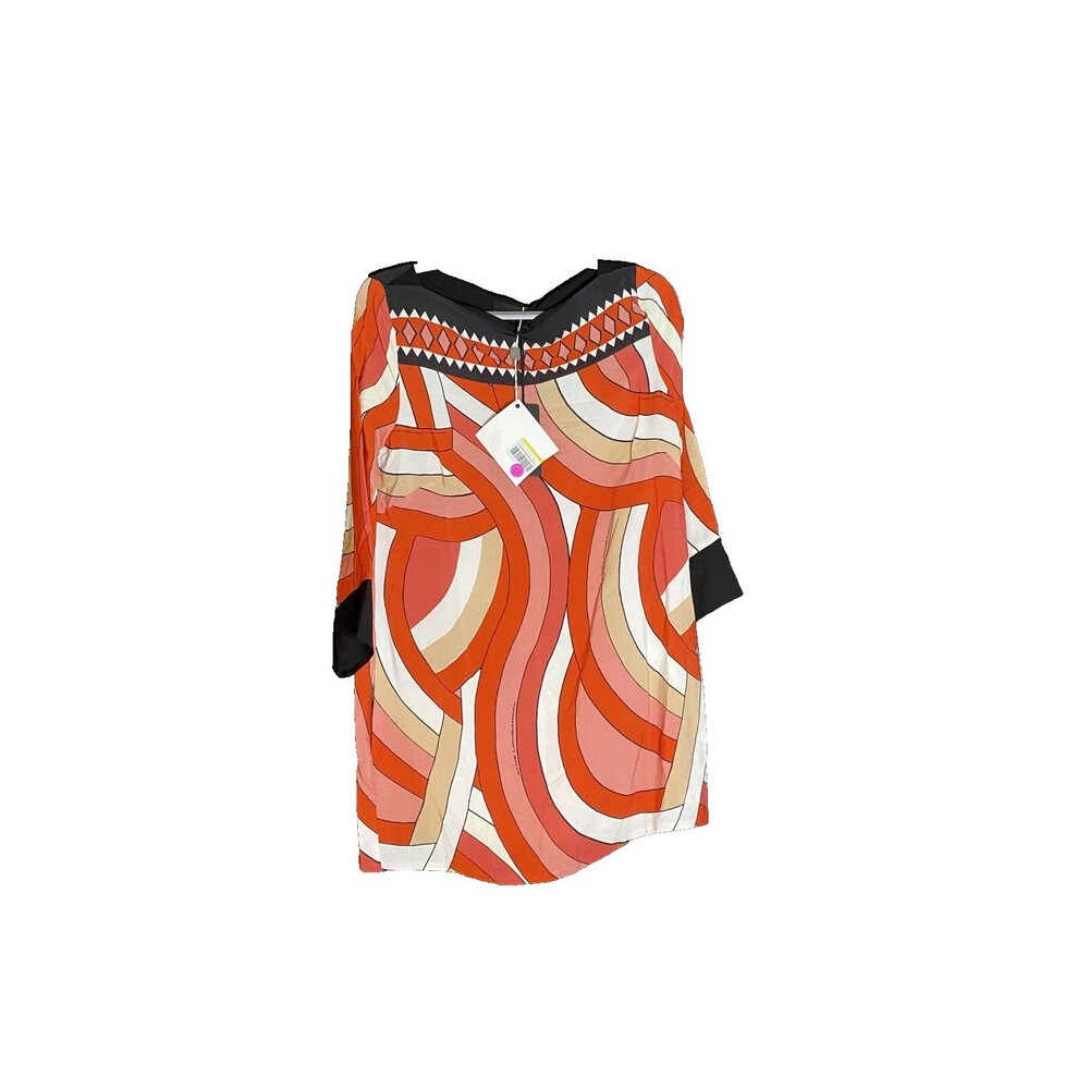 Atos Lombardini Women's Red Multi-Color Patterned A-Line Dress Size 42 NWT